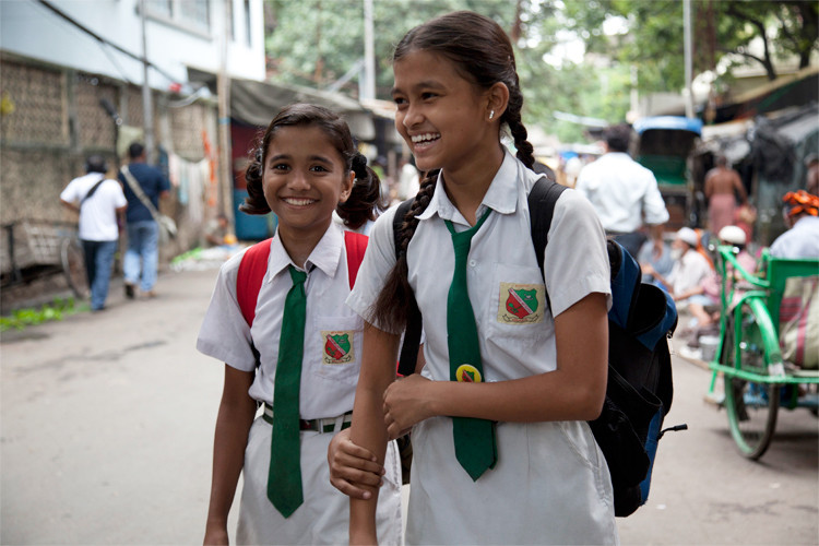 girls going to school